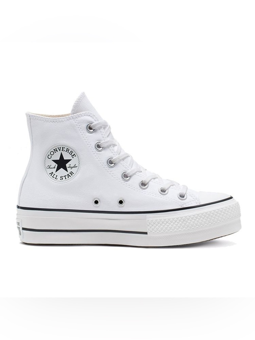 Converse High Top Platform Sneaker - White with Black Trim